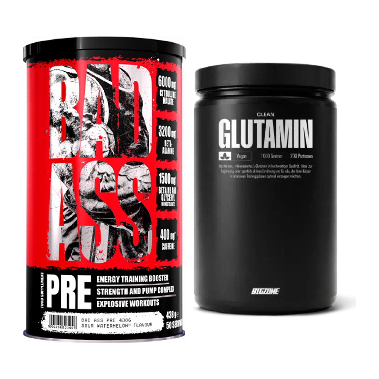 Trainings-Set: BAD ASS Pre + Big Zone Glutamin – alle enthaltenen Artikel
