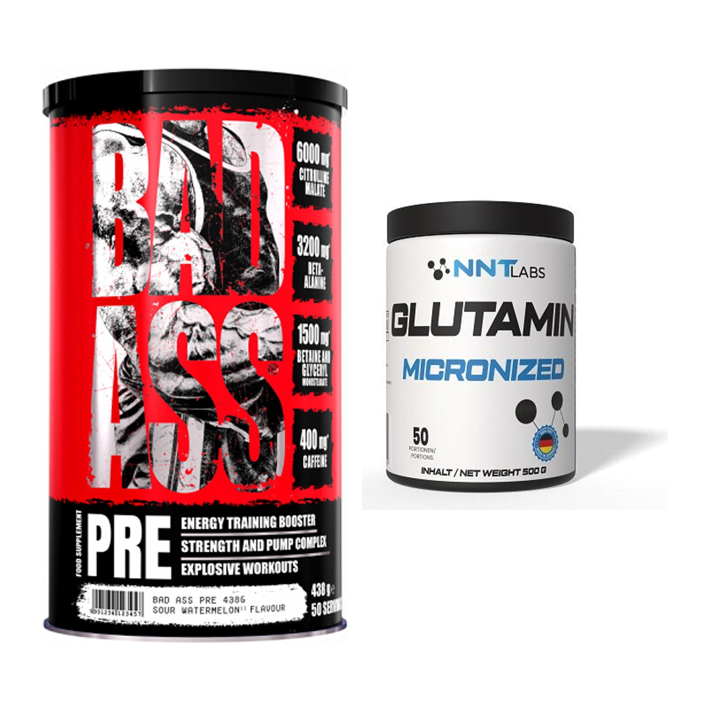 Trainings-Set: BAD ASS Pre + NNT Glutamin – alle enthaltenen Artikel