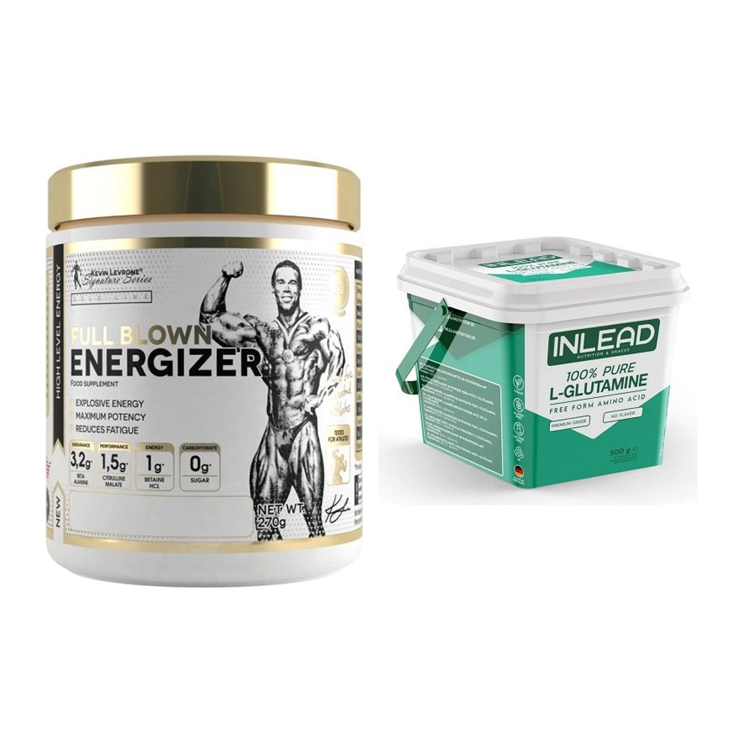 Trainings-Set: Kevin Levrone Full Blown Energizer + INLEAD L-Glutamine – alle enthaltenen Artikel