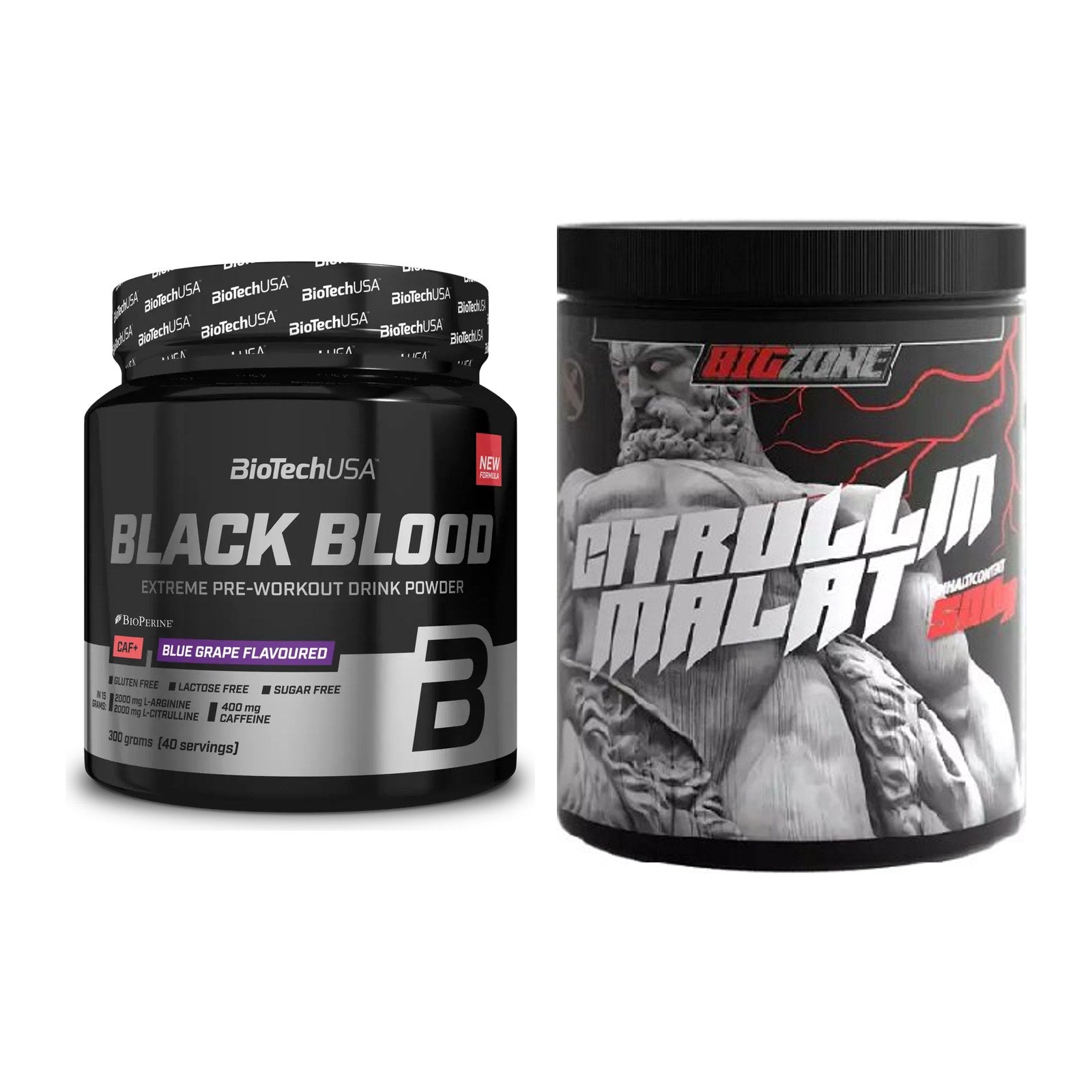 Trainings-Set: BioTech Black Blood CAF + Big Zone Citrullin Malat – alle enthaltenen Artikel
