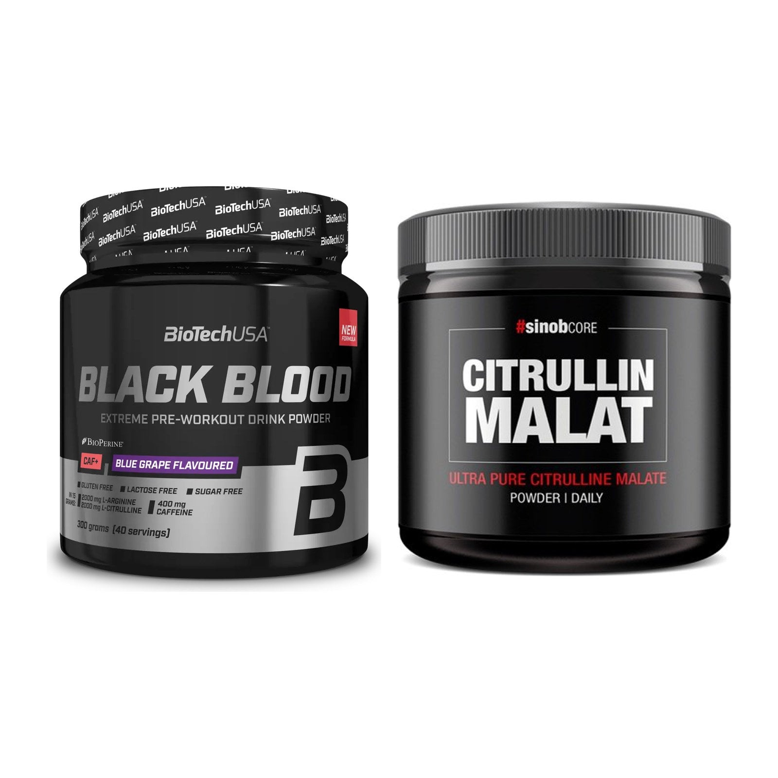 Trainings-Set: BioTech Black Blood CAF + Sinob Core L-Citrullin – alle enthaltenen Artikel
