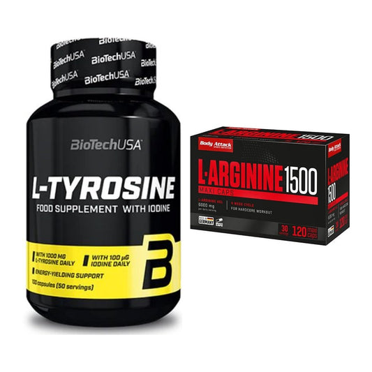 Trainings-Set: BioTech Tyrosine + Body Attack L-Arginin 1500 – alle enthaltenen Artikel