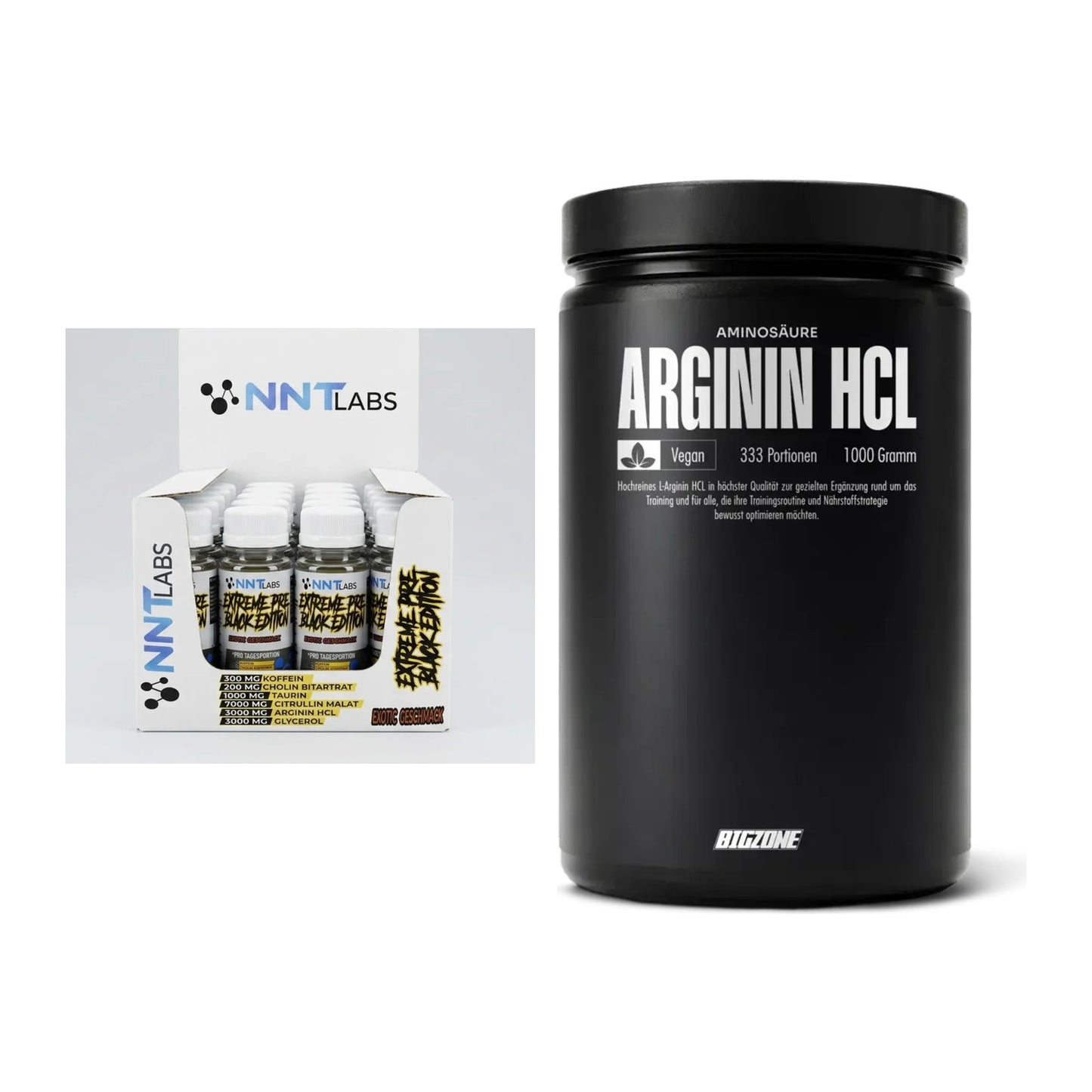 Trainings-Set: NNT Extreme Black Edition Shot + Big Zone L-Arginin – alle enthaltenen Artikel