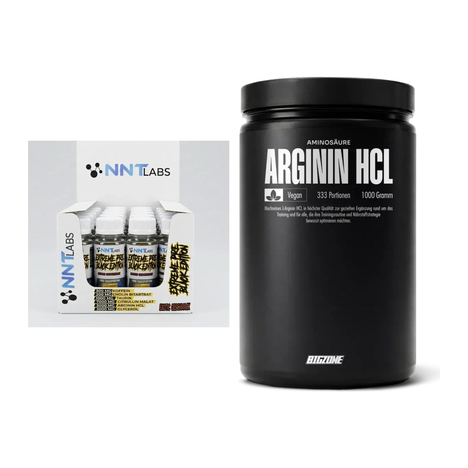 Trainings-Set: NNT Extreme Black Edition Shot + Big Zone L-Arginin – alle enthaltenen Artikel