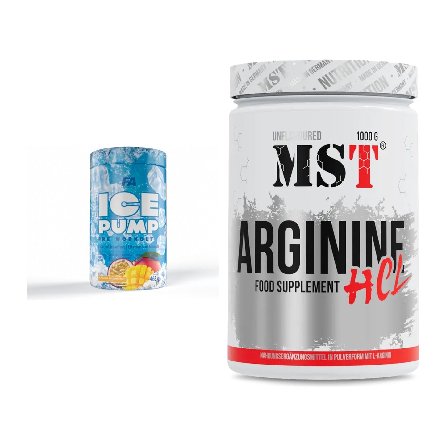 Trainings-Set: FA Nutrition ICE Pump Pre-Workout + MST Arginine HCL – alle enthaltenen Artikel