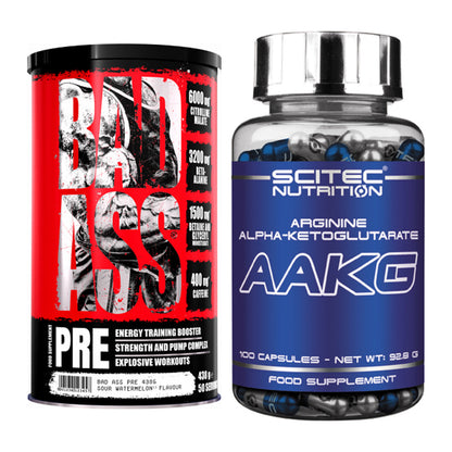 Trainings-Set: BAD ASS Pre + Scitec AAKG – alle enthaltenen Artikel