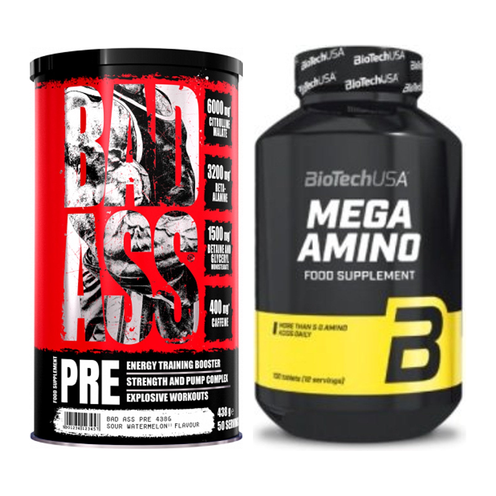 Trainings-Set: BAD ASS Pre + BioTech Mega Amino – alle enthaltenen Artikel