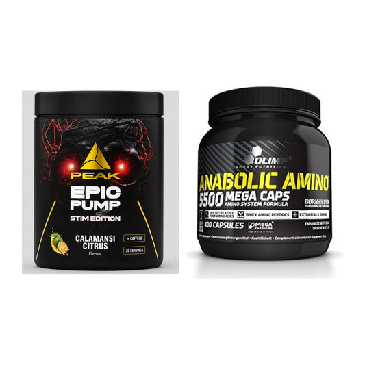 Træningssæt: Peak Epic Pump Stim + Olimp Anabolic Amino 5500 - alle varer inkluderet