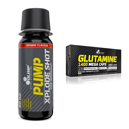 Trainings-Set: Olimp Pump Xplode Shot + Olimp L-Glutamine Mega Caps – alle enthaltenen Artikel