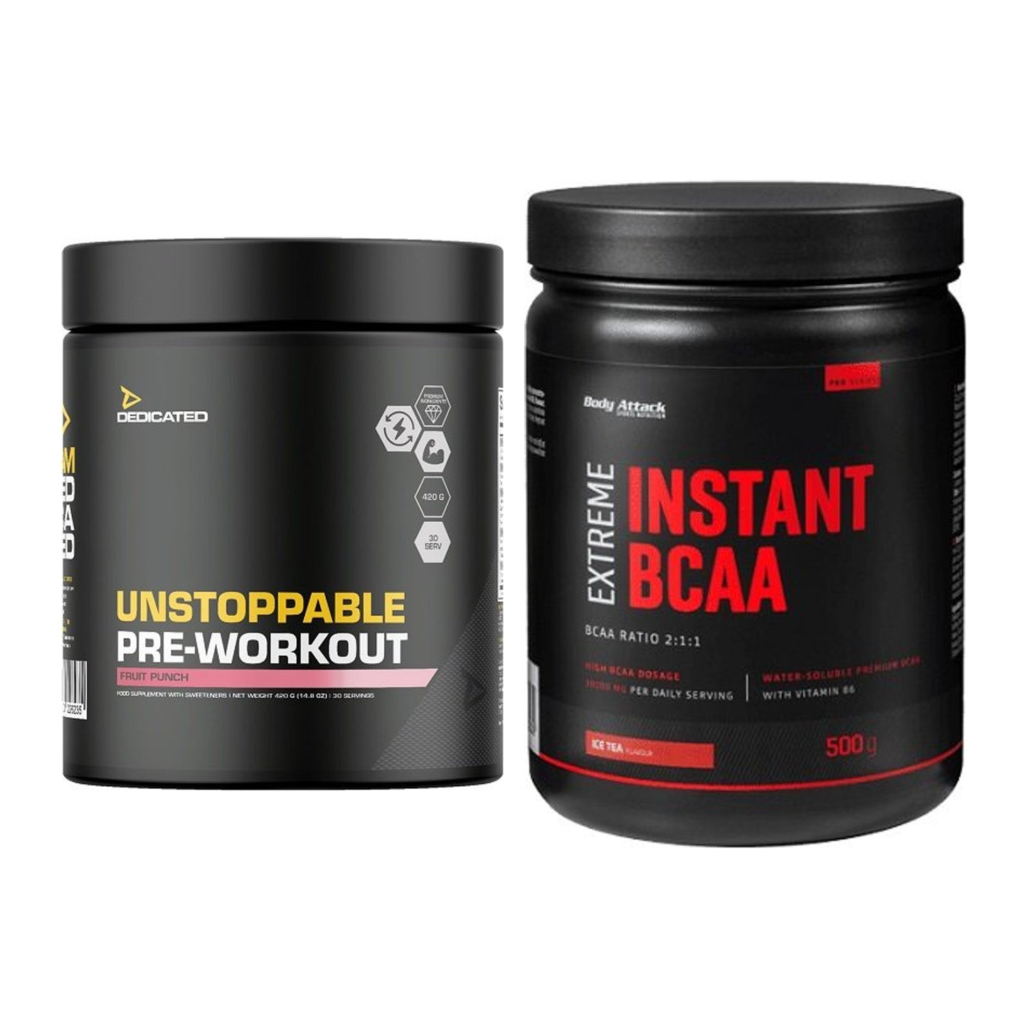 Trainings-Set: Dedicated Unstoppable + Body Attack Instant BCAA – alle enthaltenen Artikel