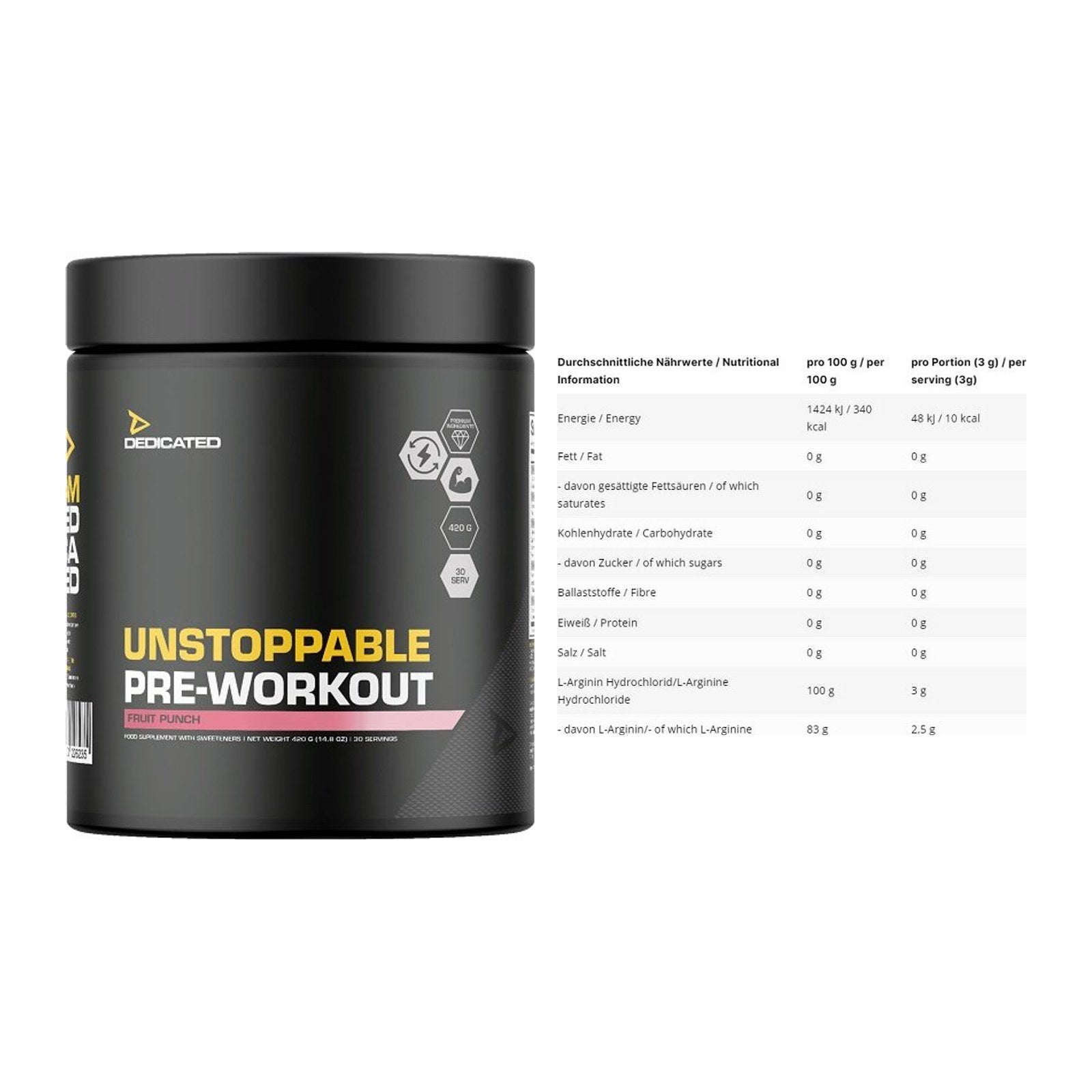 Trainings-Set: Dedicated Unstoppable + INLEAD L-Arginin HCL – alle enthaltenen Artikel
