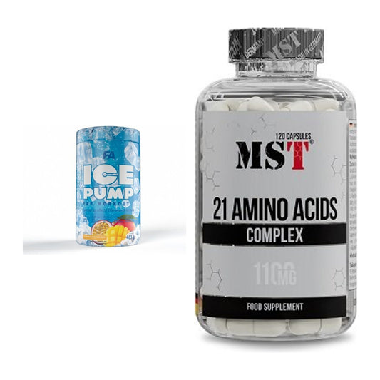 Trainings-Set: FA Nutrition ICE Pump Pre-Workout + MST 21 Amino Acids – alle enthaltenen Artikel