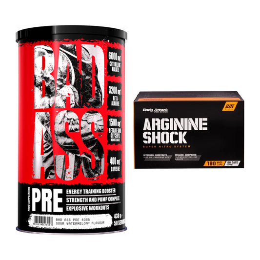 Trainings-Set: BAD ASS Pre + Body Attack Arginine Shock – alle enthaltenen Artikel