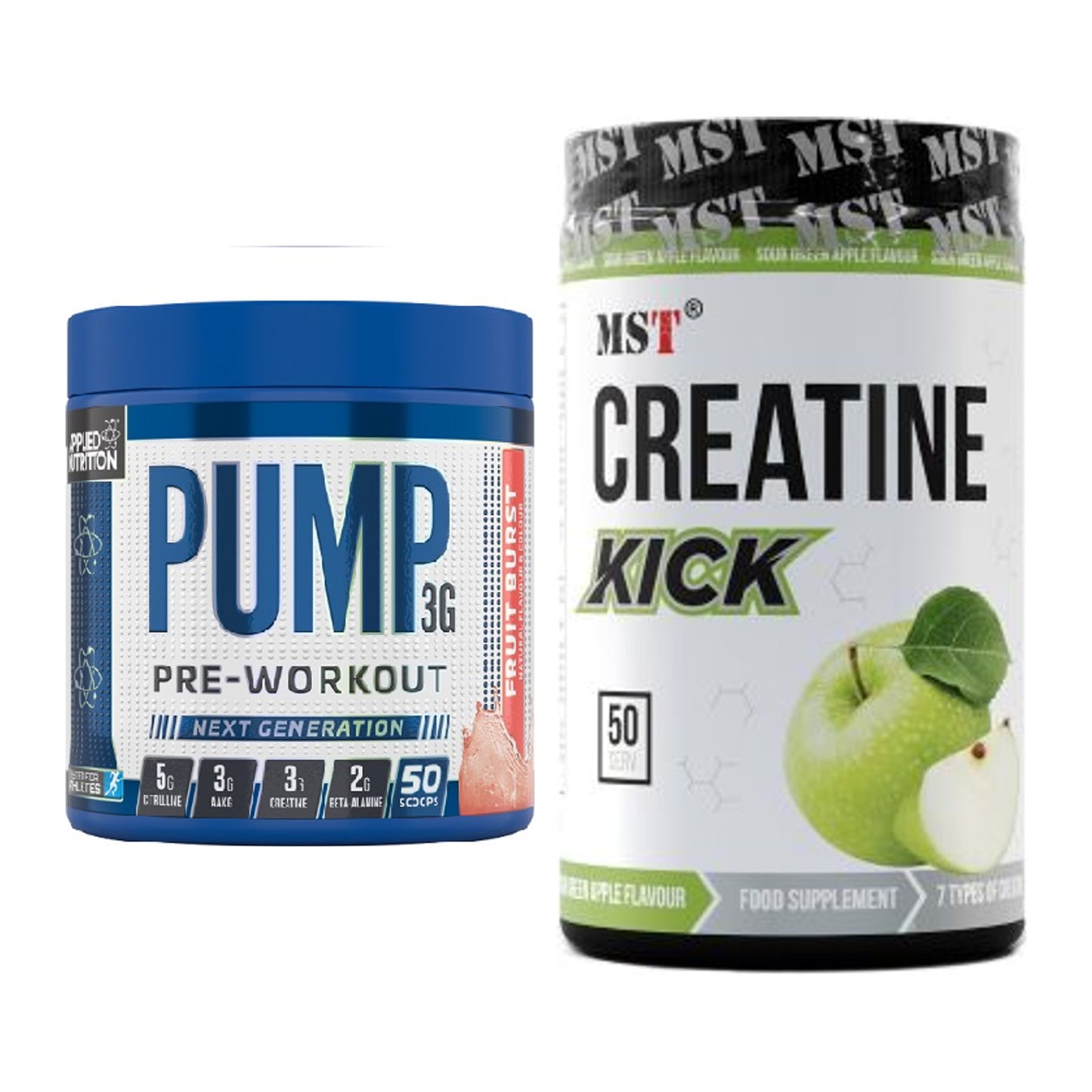Trainings-Set: Applied Nutrition Pump + MST Creatine Kick – alle enthaltenen Artikel