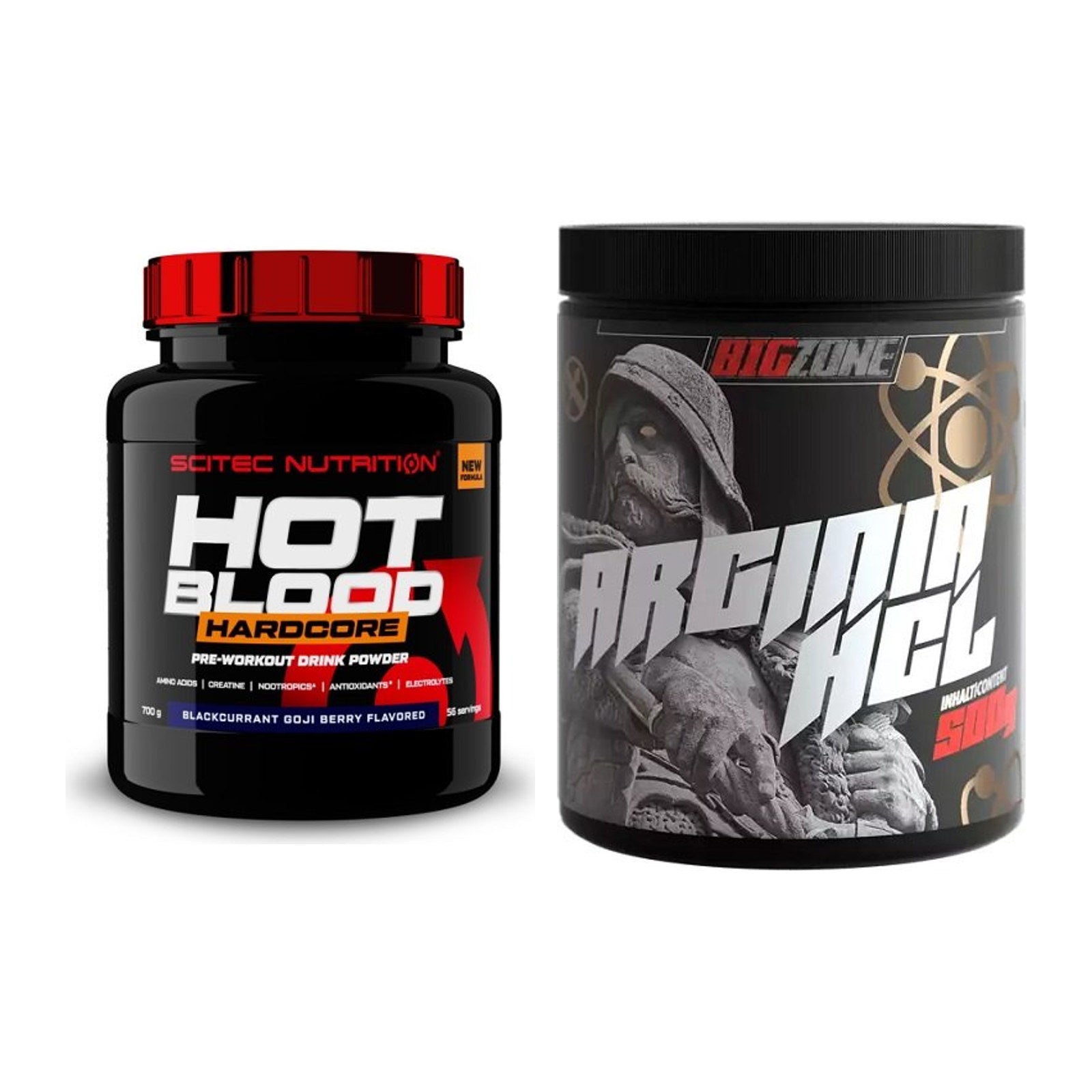 Trainings-Set: Scitec Hot Blood Hardcore + Big Zone Arginine HCl – alle enthaltenen Artikel