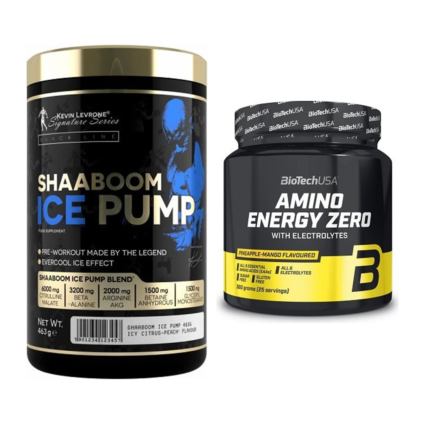 Trainings-Set: Kevin Levrone Shaaboom Ice + BioTech Amino Energy Zero – alle enthaltenen Artikel