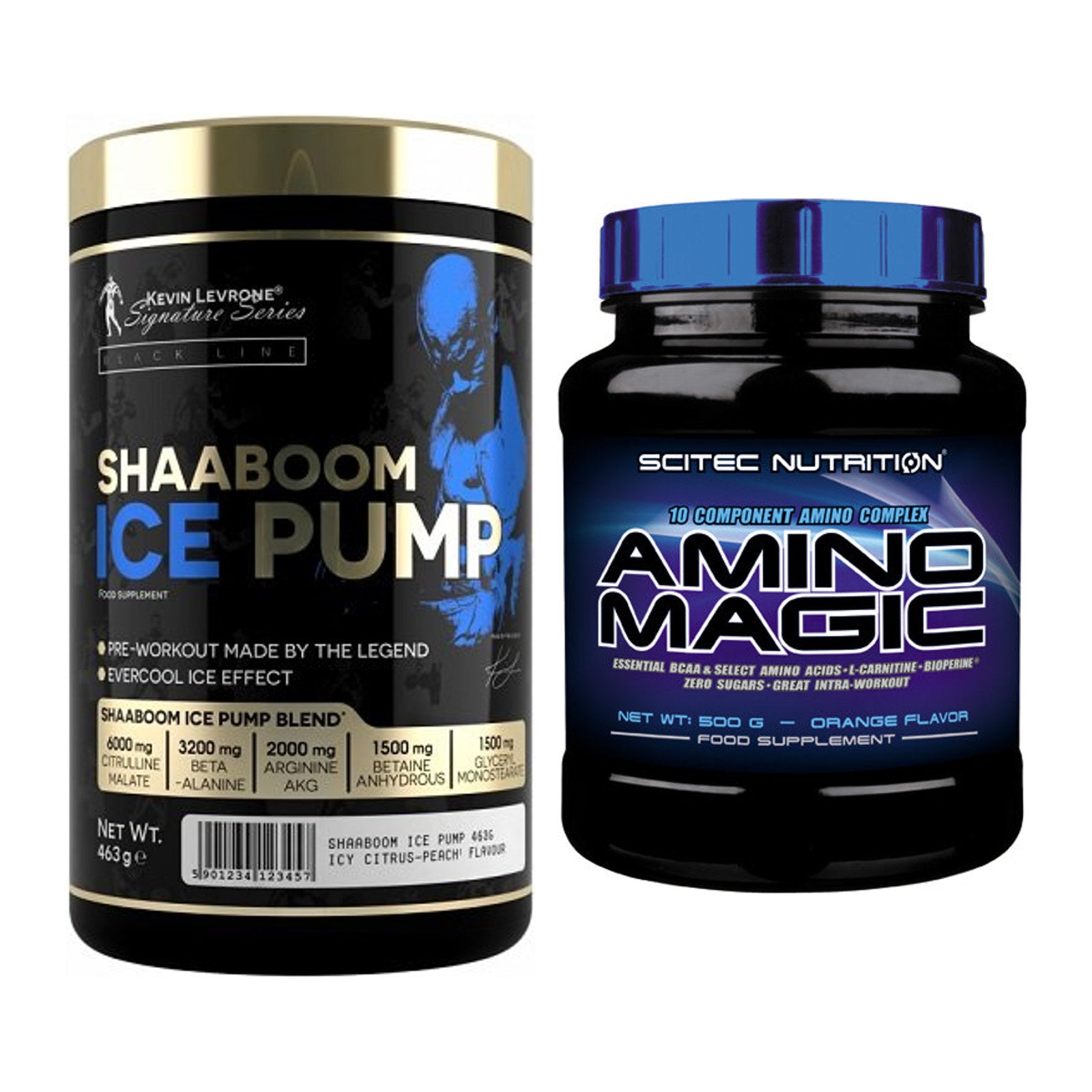 Trainings-Set: Kevin Levrone Shaaboom Ice + Scitec Amino Magic 500g – alle enthaltenen Artikel