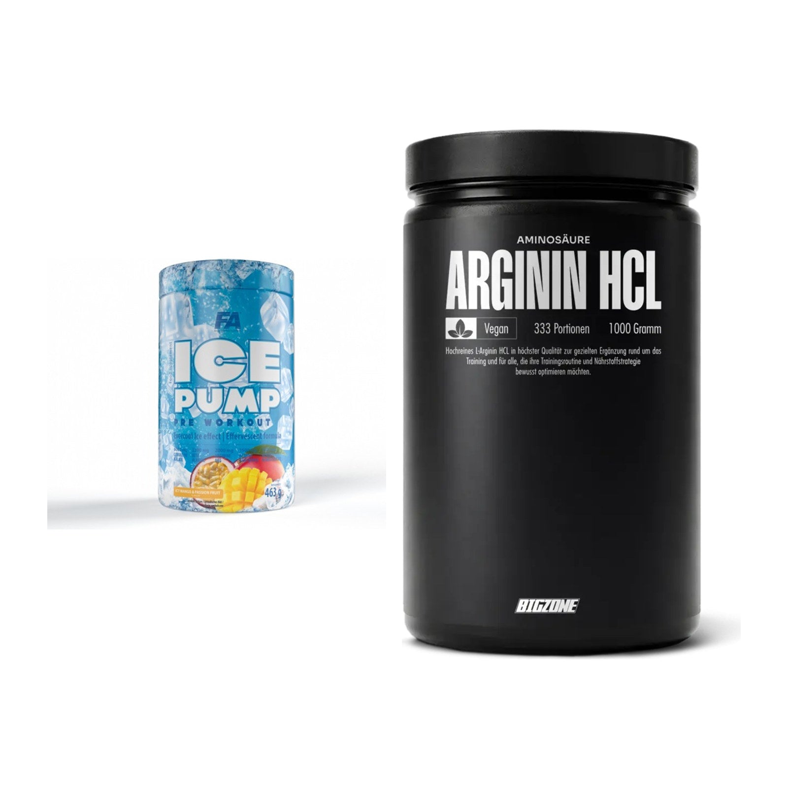 Trainings-Set: FA Nutrition ICE Pump Pre-Workout + Big Zone L-Arginin – alle enthaltenen Artikel