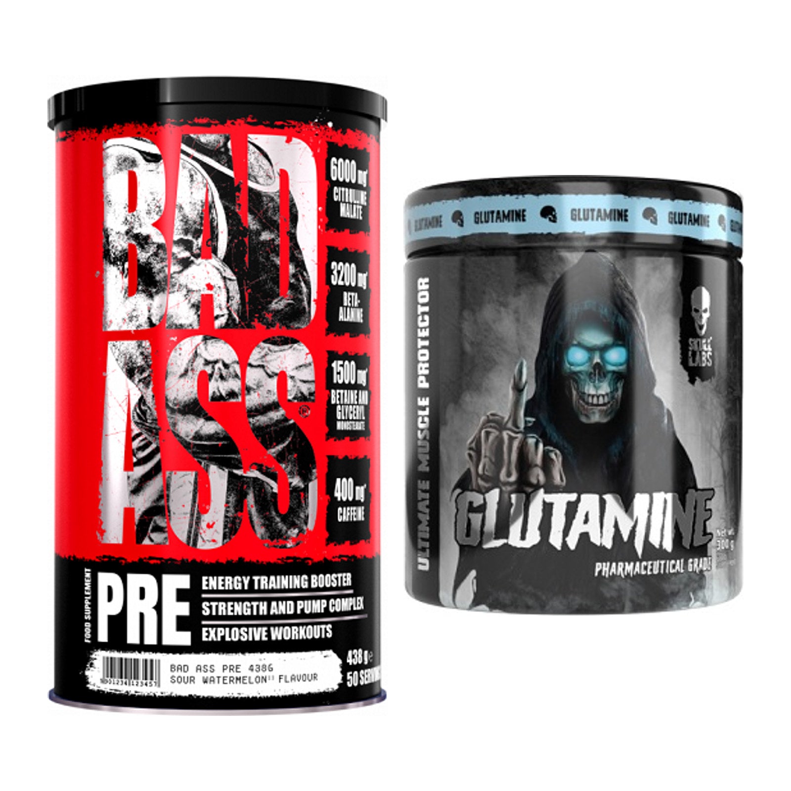 Trainings-Set: BAD ASS Pre + Skull Labs Glutamine – alle enthaltenen Artikel