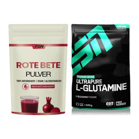 Trainings-Set: FGN Rote Beete Pulver + ESN Ultrapure L-Glutamin – alle enthaltenen Artikel