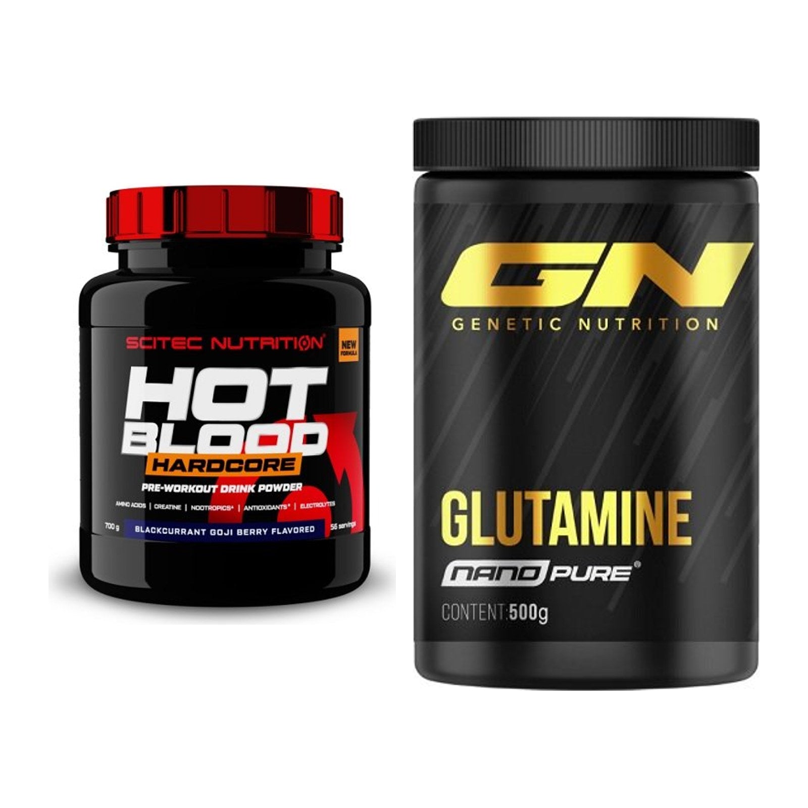 Trainings-Set: Scitec Hot Blood Hardcore + GN Nano Pure Glutamine – alle enthaltenen Artikel