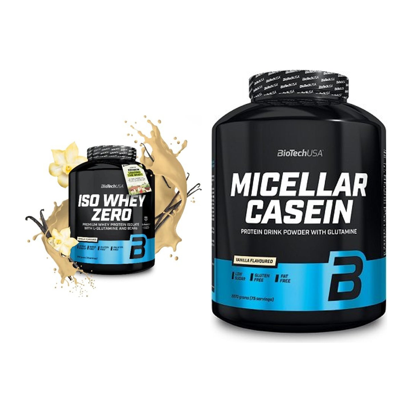 BioTech USA Protein-Duo Tag & Nacht: Iso Whey Zero + Micellar Casein – alle enthaltenen Artikel