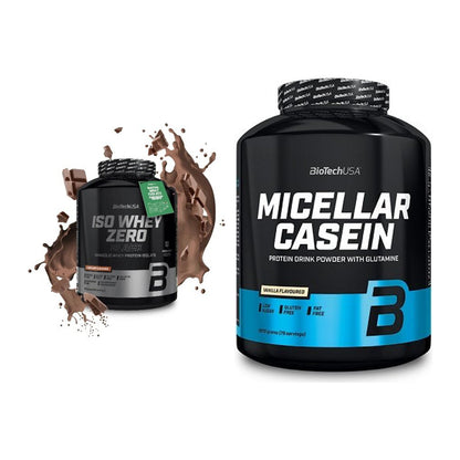 BioTech USA Protein-Duo Tag & Nacht: Iso Whey Zero + Micellar Casein – alle enthaltenen Artikel