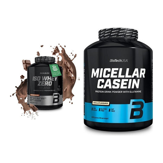 BioTech USA Protein-Duo Tag & Nacht: Iso Whey Zero + Micellar Casein – alle enthaltenen Artikel