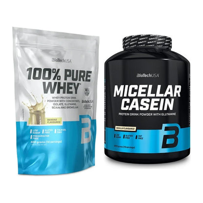 BioTech USA Protein-Duo Tag & Nacht: 100% Pure Whey + Micellar Casein – alle enthaltenen Artikel