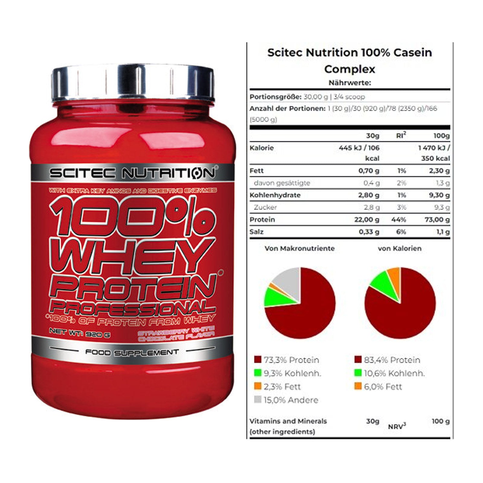 Scitec Nutrition Protein-Duo Tag & Nacht: 100% Whey + Casein Compl – alle enthaltenen Artikel