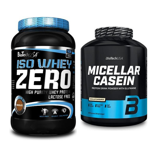BioTech USA Protein-Duo Tag & Nacht: Iso Whey Zero + Micellar Casein – alle enthaltenen Artikel