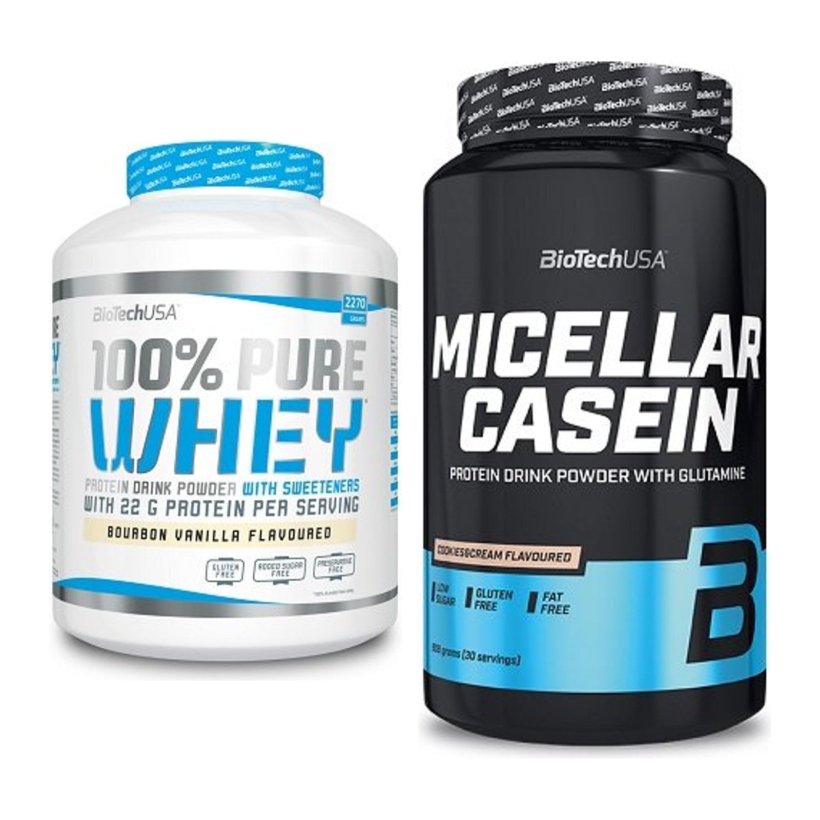 BioTech USA Protein-Duo Tag & Nacht: 100% Pure Whey + Micellar Casein – alle enthaltenen Artikel