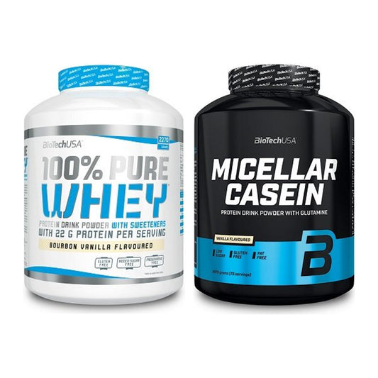 BioTech USA Protein-Duo Tag & Nacht: 100% Pure Whey + Micellar Casein – alle enthaltenen Artikel