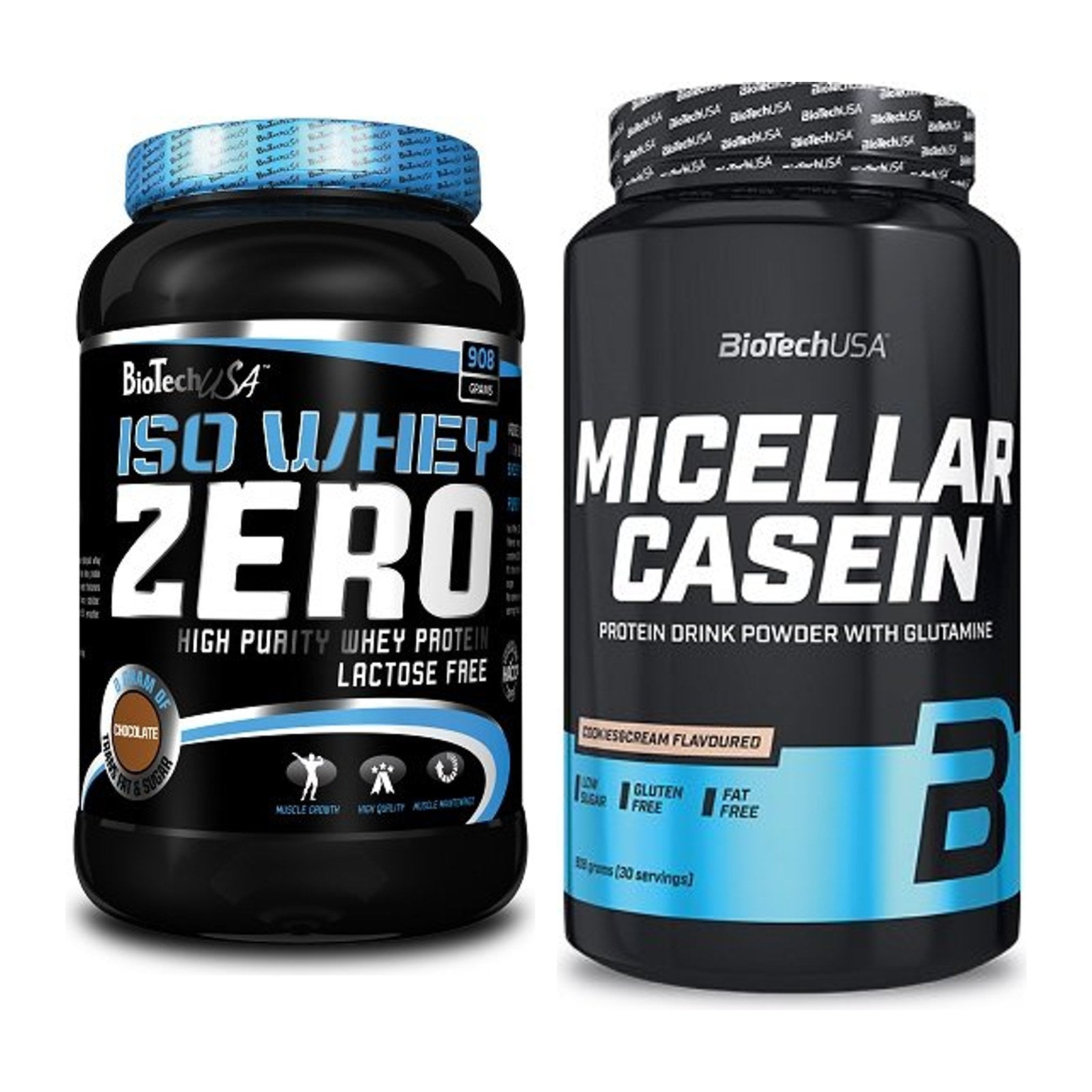 BioTech USA Protein-Duo Tag & Nacht: Iso Whey Zero + Micellar Casein – alle enthaltenen Artikel