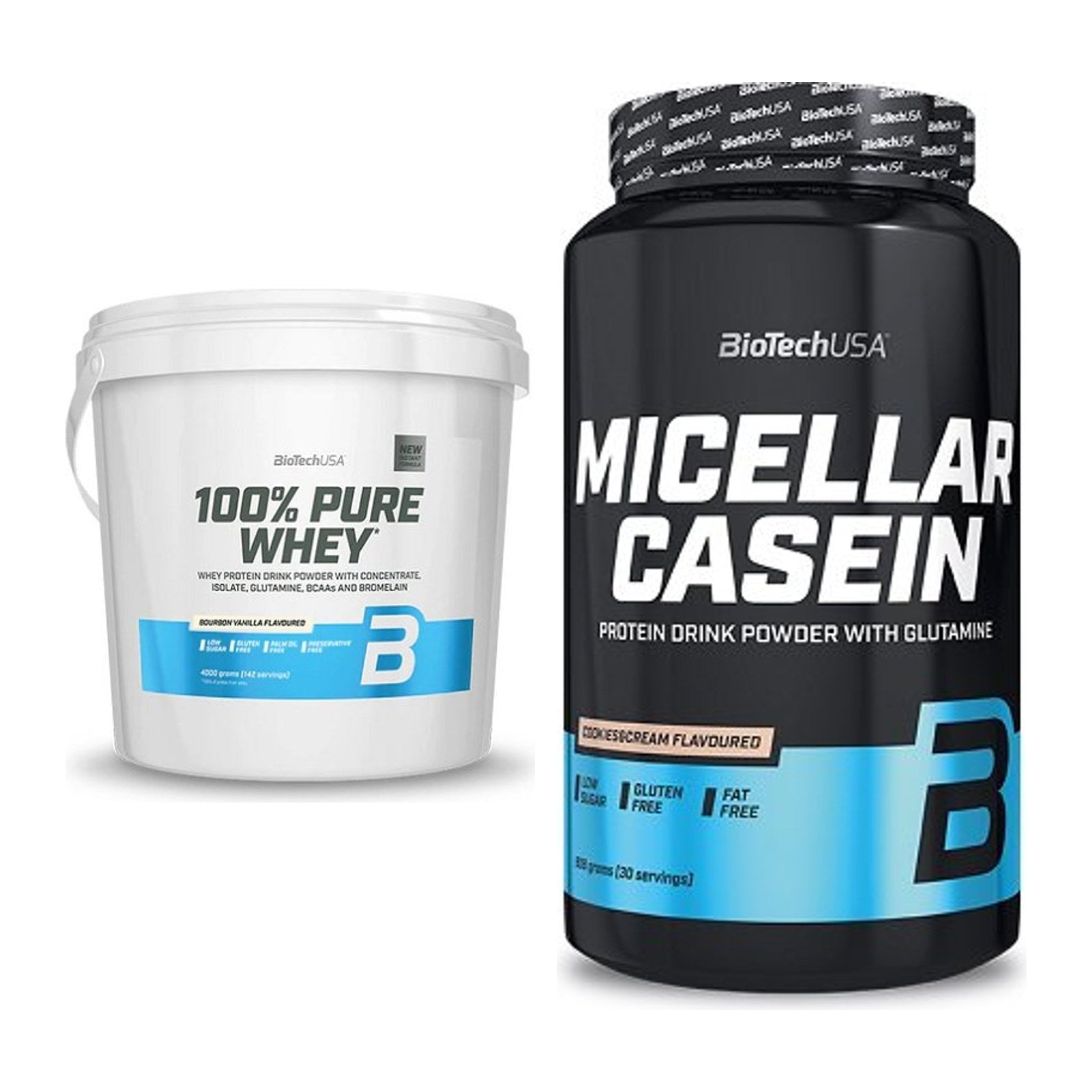 BioTech USA Protein-Duo Tag & Nacht: 100% Pure Whey + Micellar Casein – alle enthaltenen Artikel