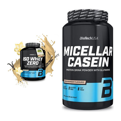 BioTech USA Protein-Duo Tag & Nacht: Iso Whey Zero + Micellar Casein – alle enthaltenen Artikel