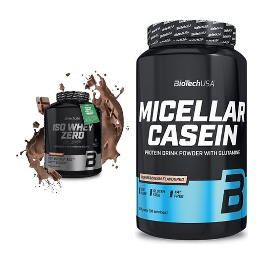 BioTech USA Protein-Duo Tag & Nacht: Iso Whey Zero + Micellar Casein – alle enthaltenen Artikel