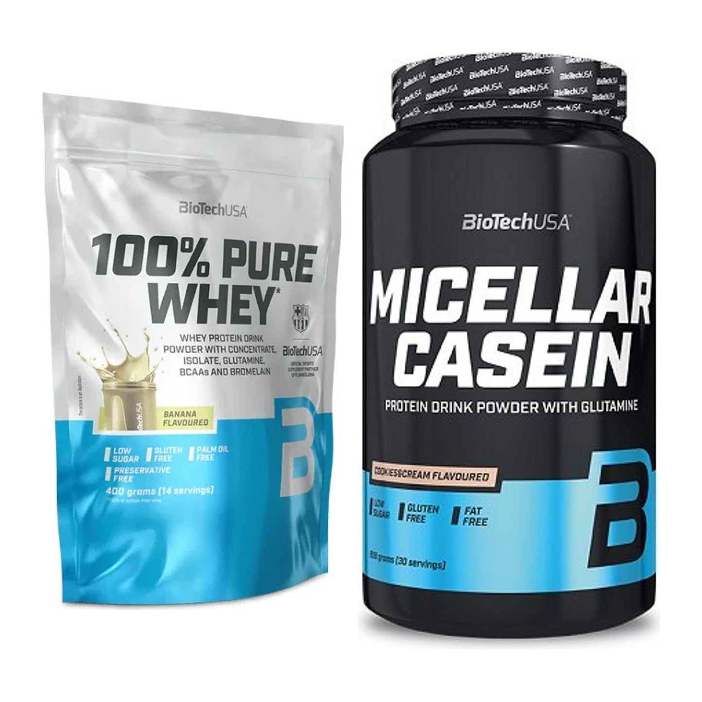 BioTech USA Protein-Duo Tag & Nacht: 100% Pure Whey + Micellar Casein – alle enthaltenen Artikel