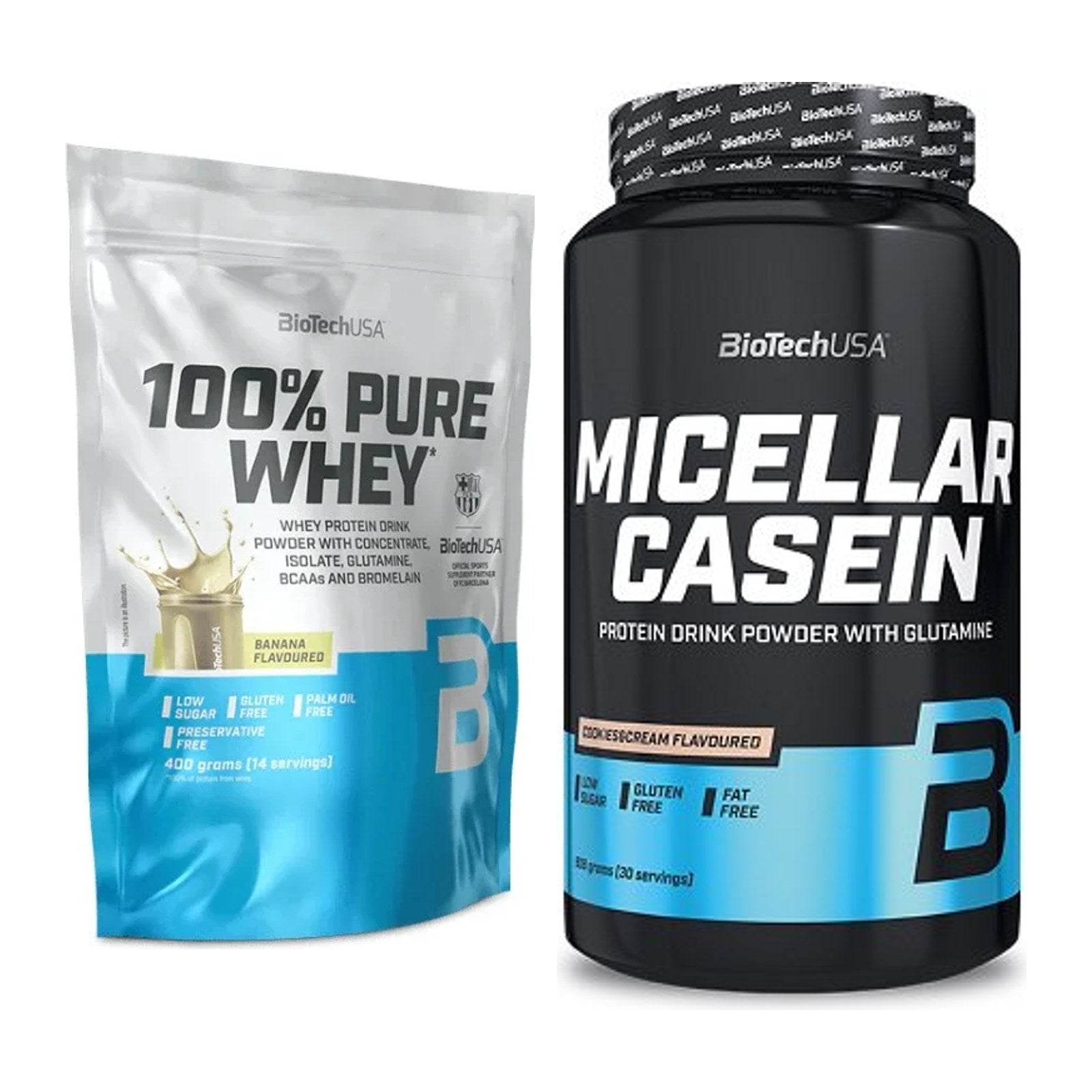 BioTech USA Protein-Duo Tag & Nacht: 100% Pure Whey + Micellar Casein – alle enthaltenen Artikel