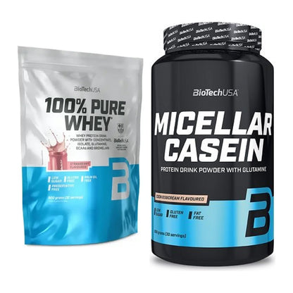BioTech USA Protein-Duo Tag & Nacht: 100% Pure Whey + Micellar Casein – alle enthaltenen Artikel