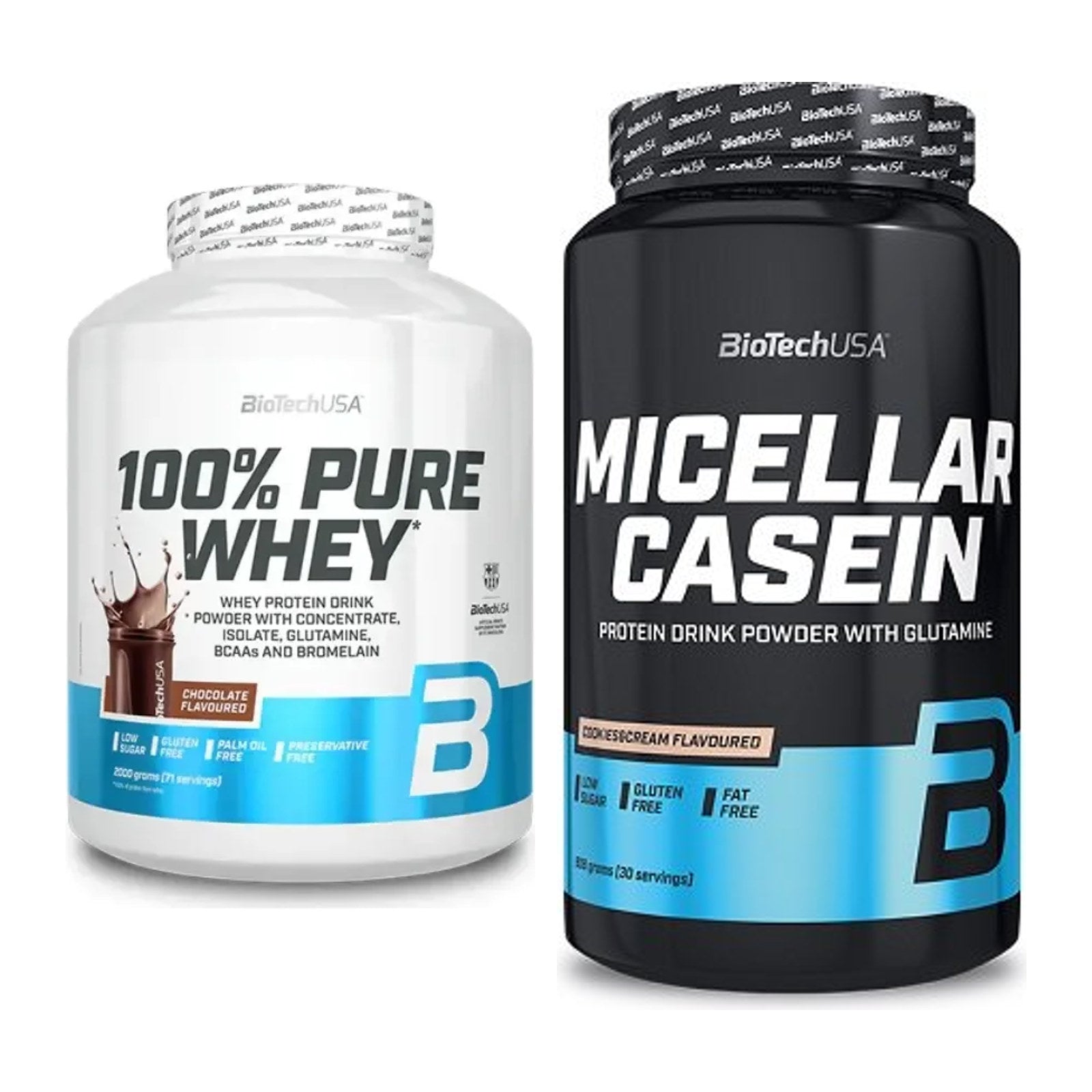 BioTech USA Protein-Duo Tag & Nacht: 100% Pure Whey + Micellar Casein – alle enthaltenen Artikel