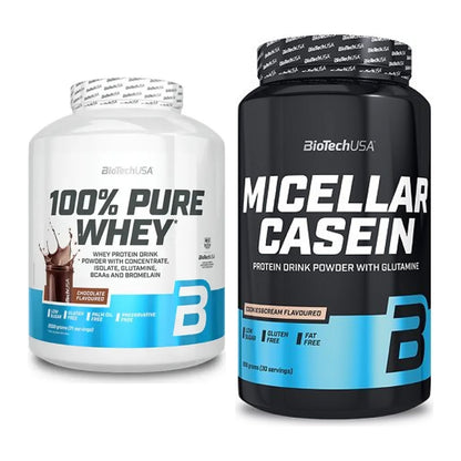 BioTech USA Protein-Duo Tag & Nacht: 100% Pure Whey + Micellar Casein – alle enthaltenen Artikel