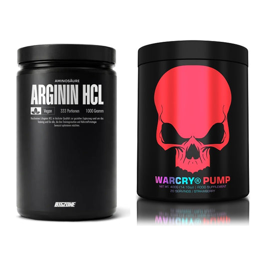 Pump-Set: Big Zone L-Arginin + Genius Nutrition Warcry PUMP – alle enthaltenen Artikel