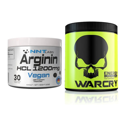 Pump-Set: NNT Arginin HCL 1200 mg + Genius Nutrition Warcry Energy – alle enthaltenen Artikel