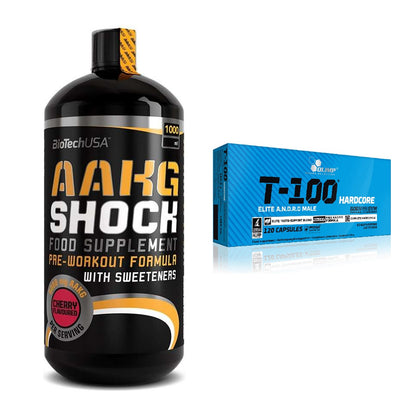 Pump-Set: BioTech AAKG Shock Extreme + Olimp T-100 Hardcore – alle enthaltenen Artikel