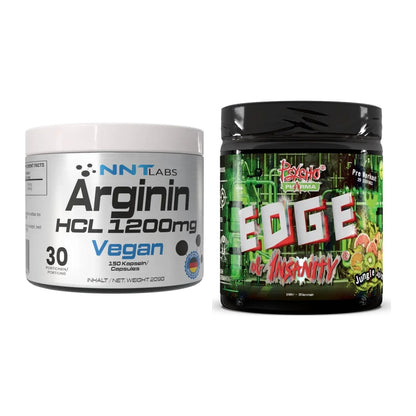 Pump-Set: NNT Arginin HCL 1200 mg + Psycho Pharma Edge of Insanity – alle enthaltenen Artikel
