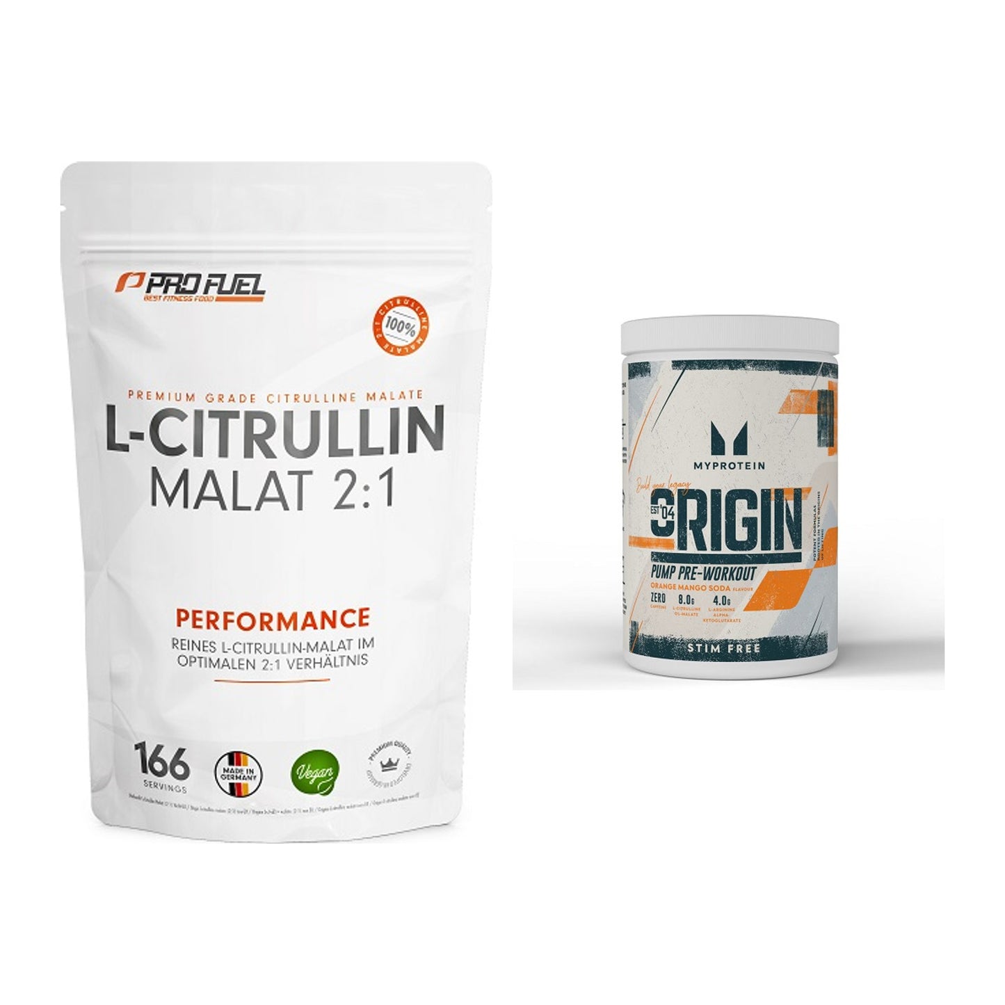 Pump-Set: ProFuel L-Citrullin Malat + MyProtein Origin Pump – alle enthaltenen Artikel