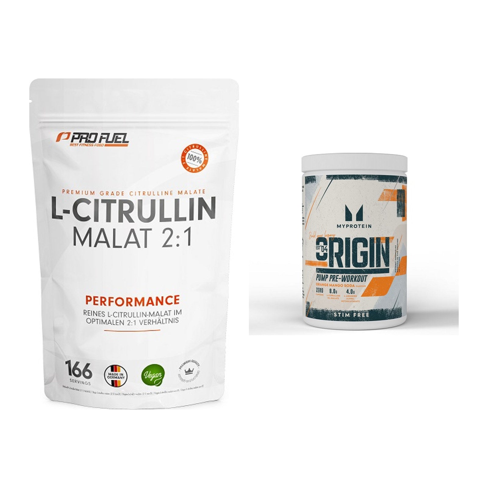 Pump-Set: ProFuel L-Citrullin Malat + MyProtein Origin Pump – alle enthaltenen Artikel