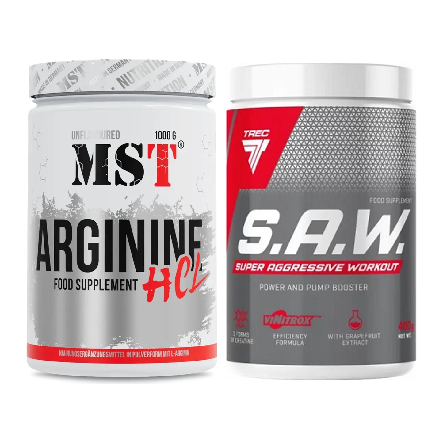Pump-Set: MST Arginine HCL + Trec Nutrition SAW Booster – alle enthaltenen Artikel