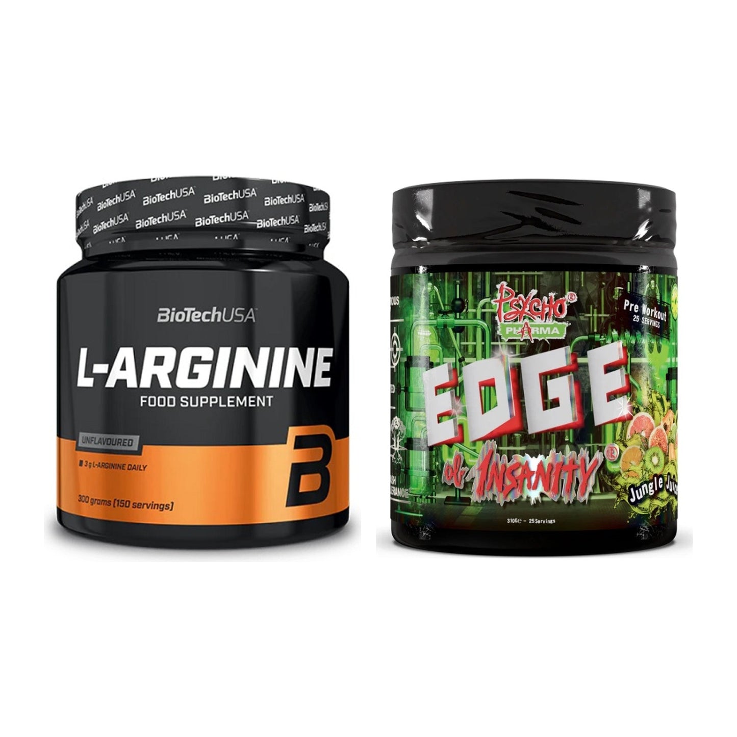 Pump-Set: BioTech L-Arginin + Psycho Pharma Edge of Insanity – alle enthaltenen Artikel